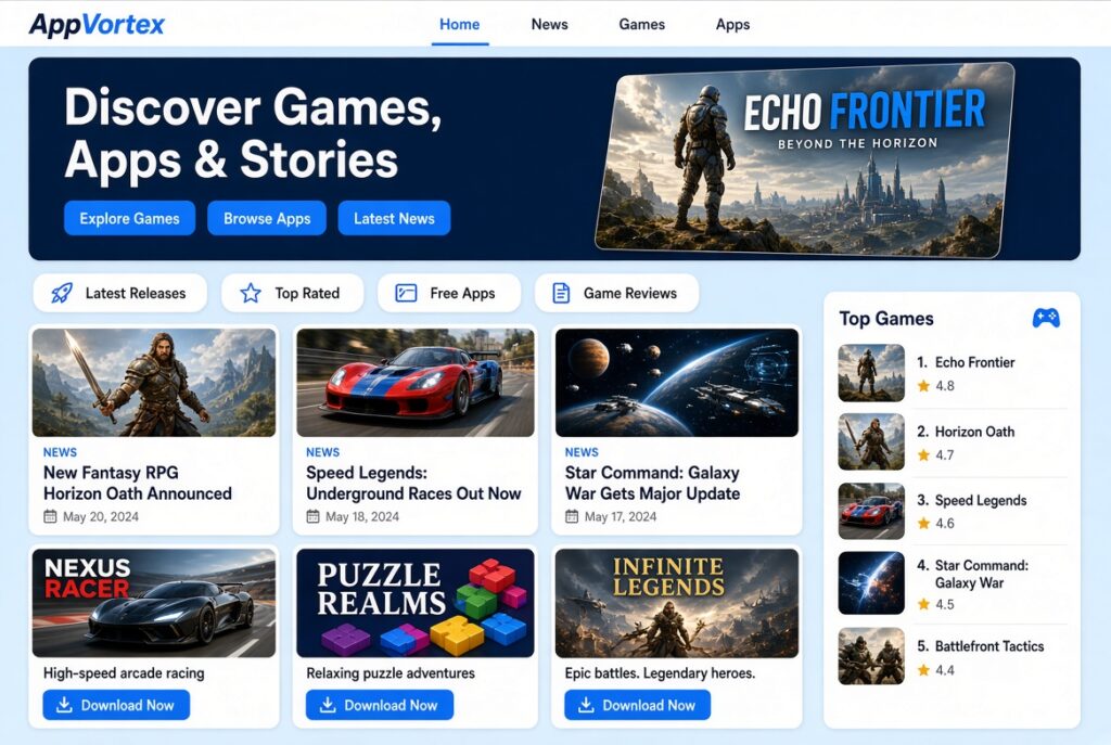 AppVortex – قالب ووردبريس احترافي لمواقع الألعاب والتطبيقات