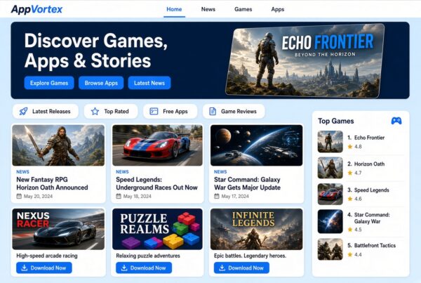 AppVortex Games and Apps WordPress Theme Preview